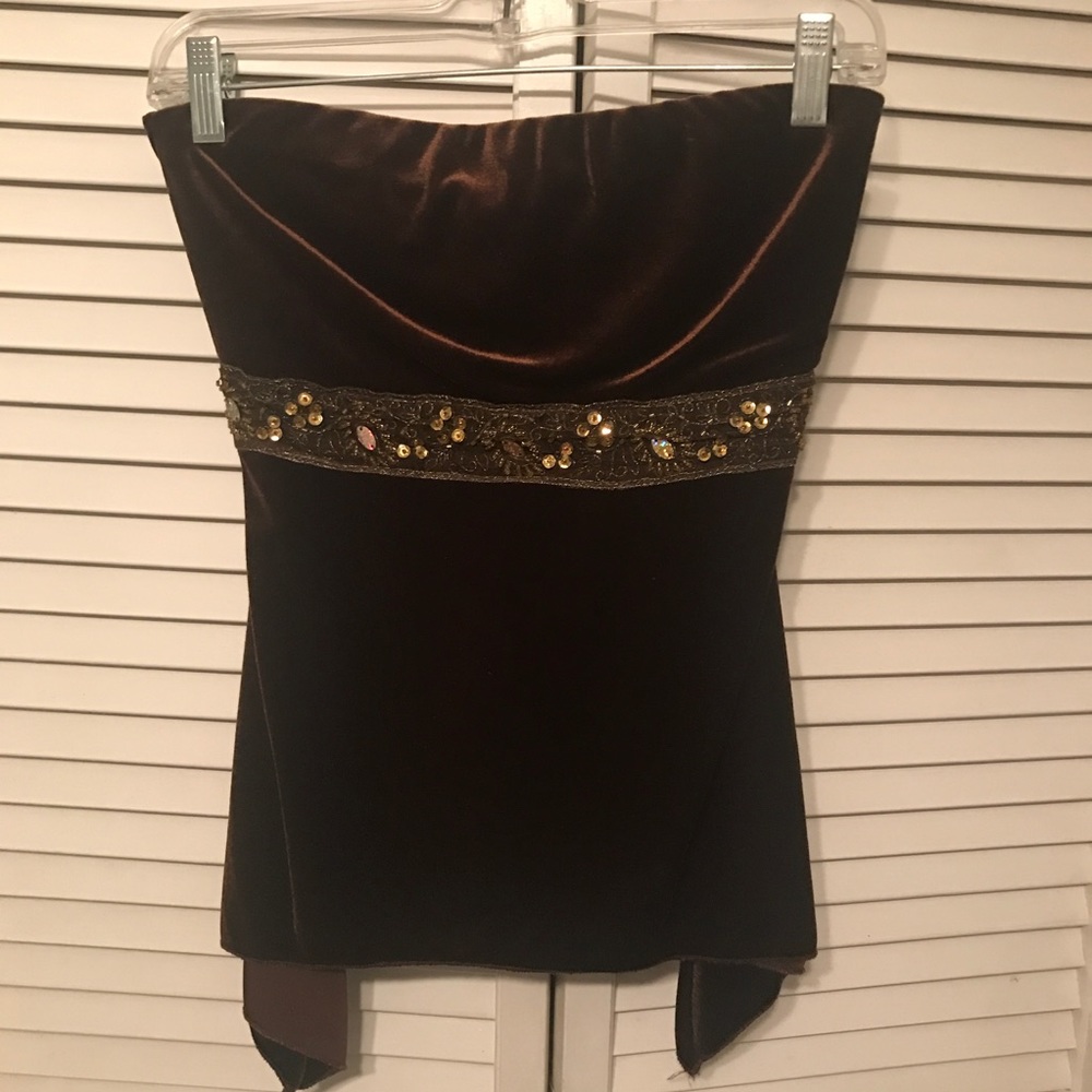Strapless Chocolate Brown Velvet Top